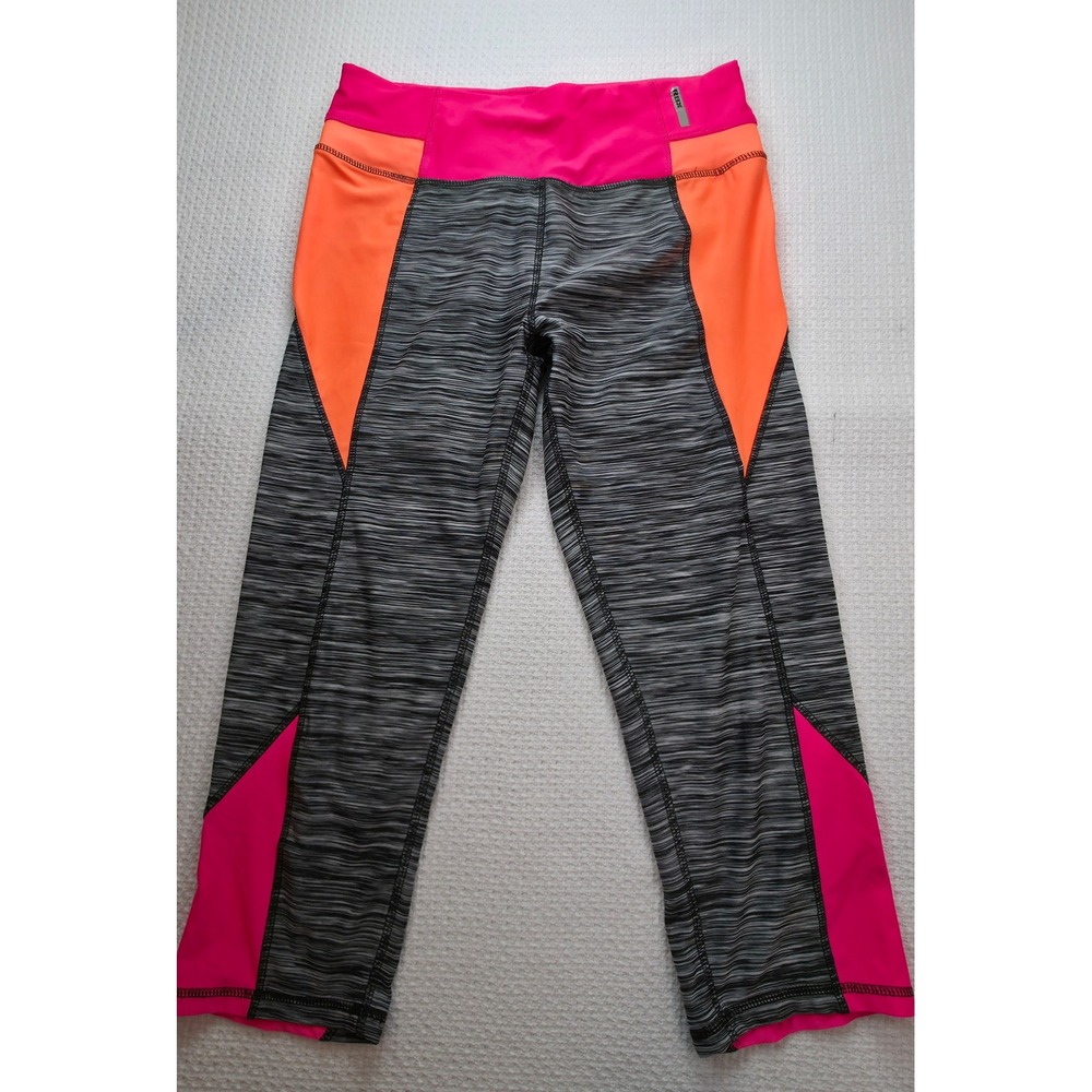 RBX Leggings Women Large Grey Pink Orange Colorblock Space Dye Crop